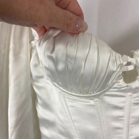 Princess Polly Shirly Mini Dress White Puffy Sleeve Women's‎ Sz. 2 - Picture 3 of 9